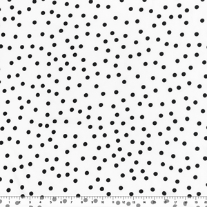 Black Scattered Dots on White Double Brushed Jersey Spandex Blend Knit Fabric