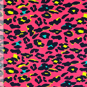 80's Animal Spots on Pink Cotton Spandex Knit Fabric by Famous