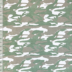 Sage Taupe Camouflage Cotton Spandex Knit Fabric