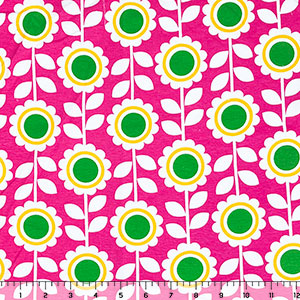 Mod Sunflower Silhouettes on Pink Cotton Spandex Knit Fabric