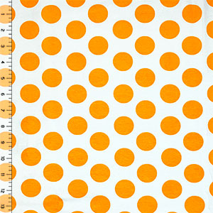 Big Sherbet Orange Dots on Light Pink Cotton Spandex Knit Fabric