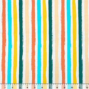 Colorful Vertical Painted Stripes Cotton Spandex Knit Fabric