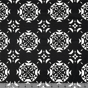 Black White Kaleidoscope Cotton Spandex Knit Fabric