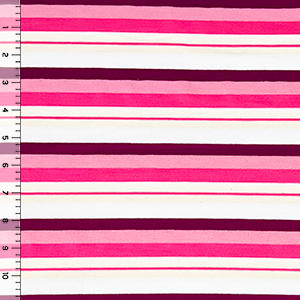 Shades of Pink Multi Stripe Cotton Spandex Knit Fabric