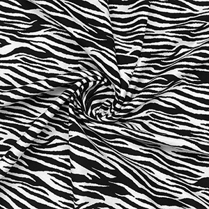 Black Tiger Animal Stripes on White French Terry Knit Fabric - Girl