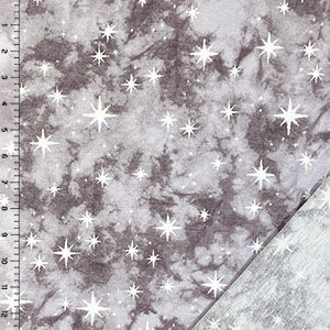 Silver Gray Galaxy & Stars French Terry Blend Knit