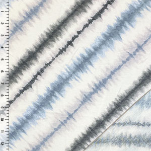 Charcoal Blue Diagonal Tie Dye French Terry Blend Knit