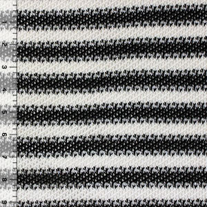 Metallic Silver Black White Stripe Hacci Sweater Knit Fabric - Girl