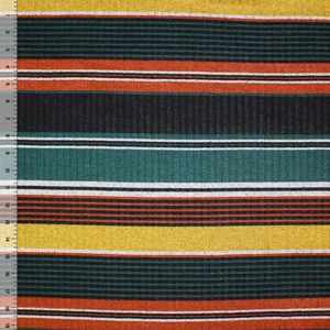Pine Gold Rust Multistripe Wide Rib Hacci Sweater Knit Fabric