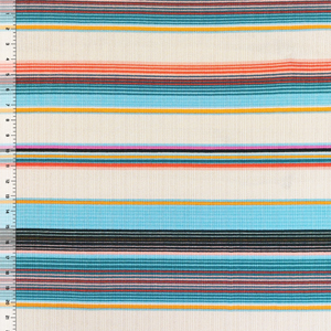 Summer Sky Cabana Stripe Stretch Ribbed Crepe Blend Knit Fabric