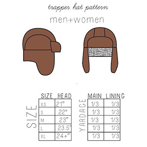 Rocky Mountain Trapper Hat PDF Sewing Pattern Including Sizes 